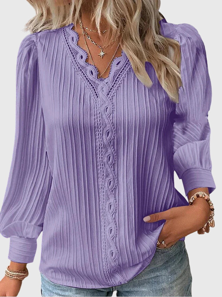 Matilda – Ruffle V Neck Puff Sleeve Blouse