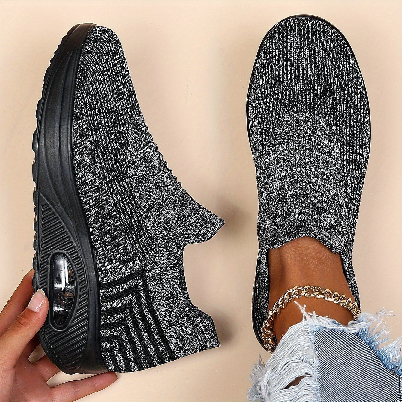 Nadia – Knit Sock Slip On Sneakers