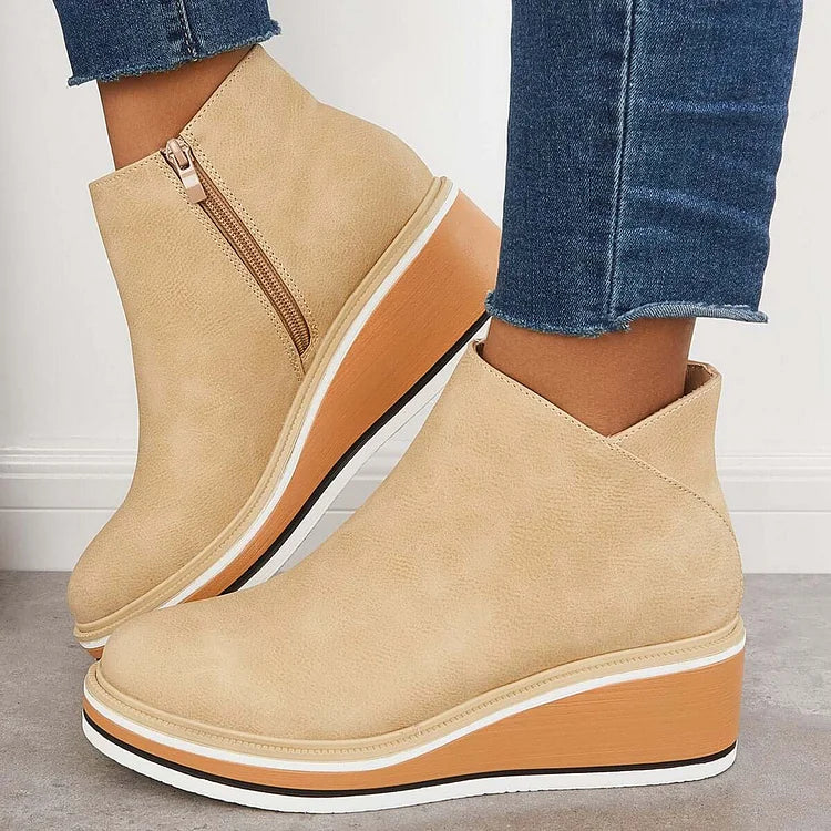Maeve – Leather Wedge Ankle Boots