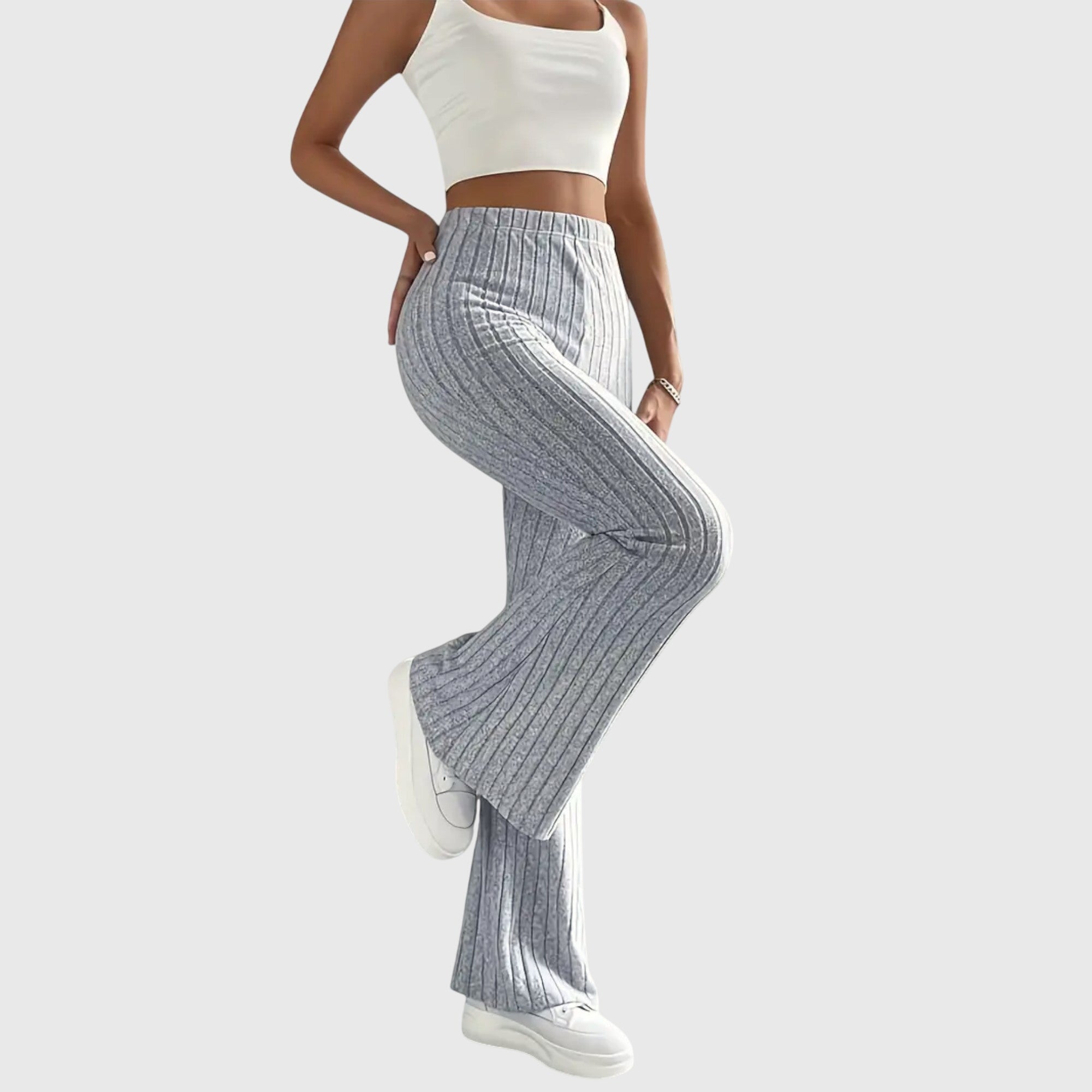 Sloane – Striped Ribbed Flare Pants