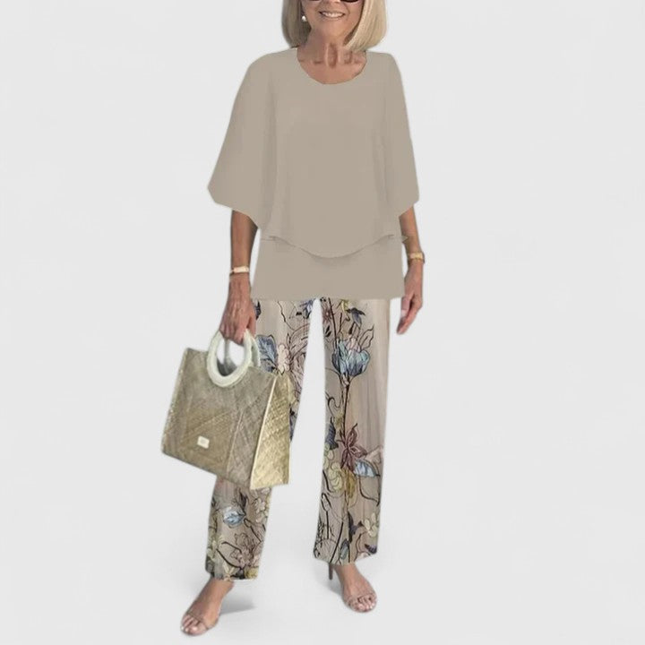 Brooklyn – Short Sleeve Top and Floral Print Wide Leg Pants Set