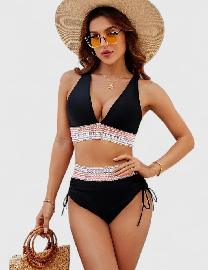 Savannah – Mesh V Neck High Waist Bikini Set