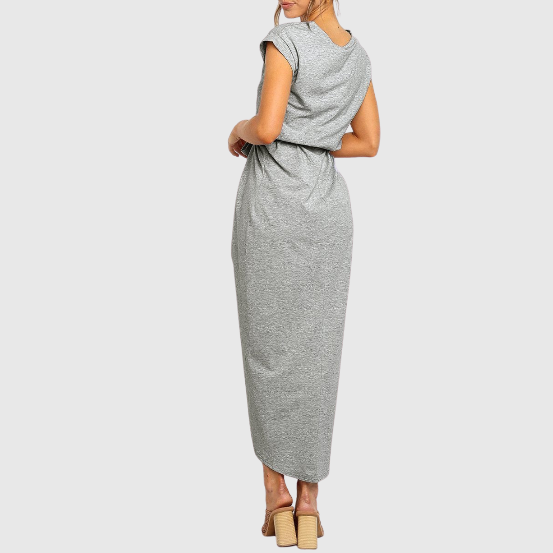 Jolene – Striped Tie Waist Short Sleeve Midi Dress