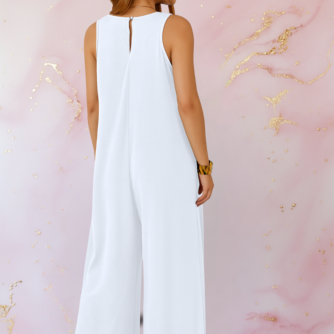 Estella – Deep V Neck Loose Fit Wide Leg Jumpsuit
