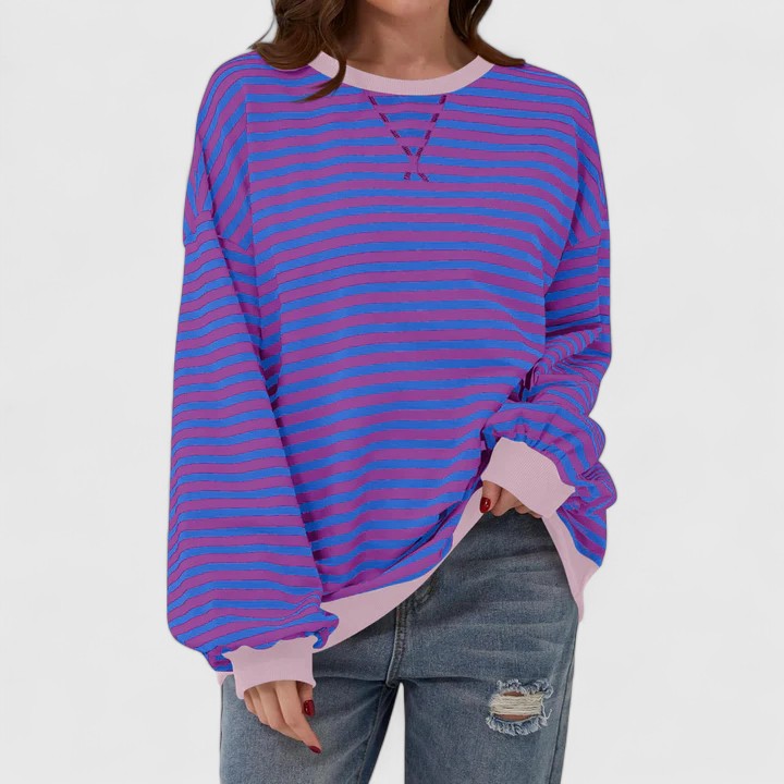 Violet – Striped Crew Neck Oversized Sweater