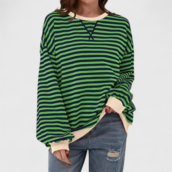 Violet – Striped Crew Neck Oversized Sweater