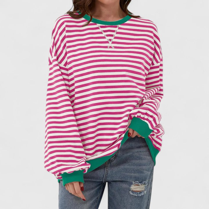 Violet – Striped Crew Neck Oversized Sweater