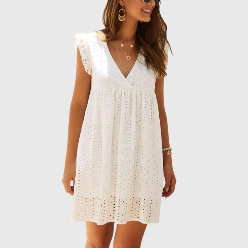 Adriana – V Neck Ruffle Swing Summer Mini Dress