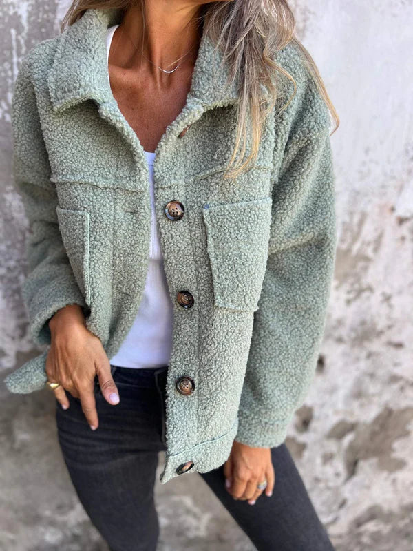 Ariana – Sherpa Fleece Button Up Shirt Jacket