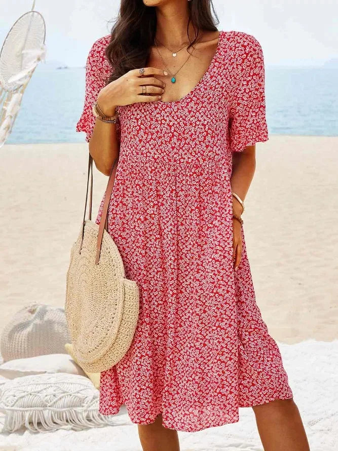 Gemma – Ditsy Floral V Neck Smocked Mini Dress