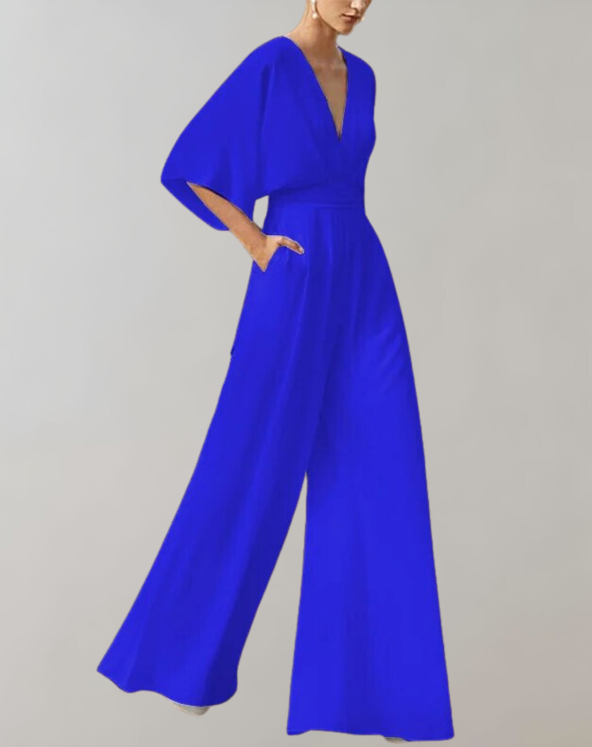 Grace – V Neck Batwing Sleeve Wide Leg Formal Jumpsuit