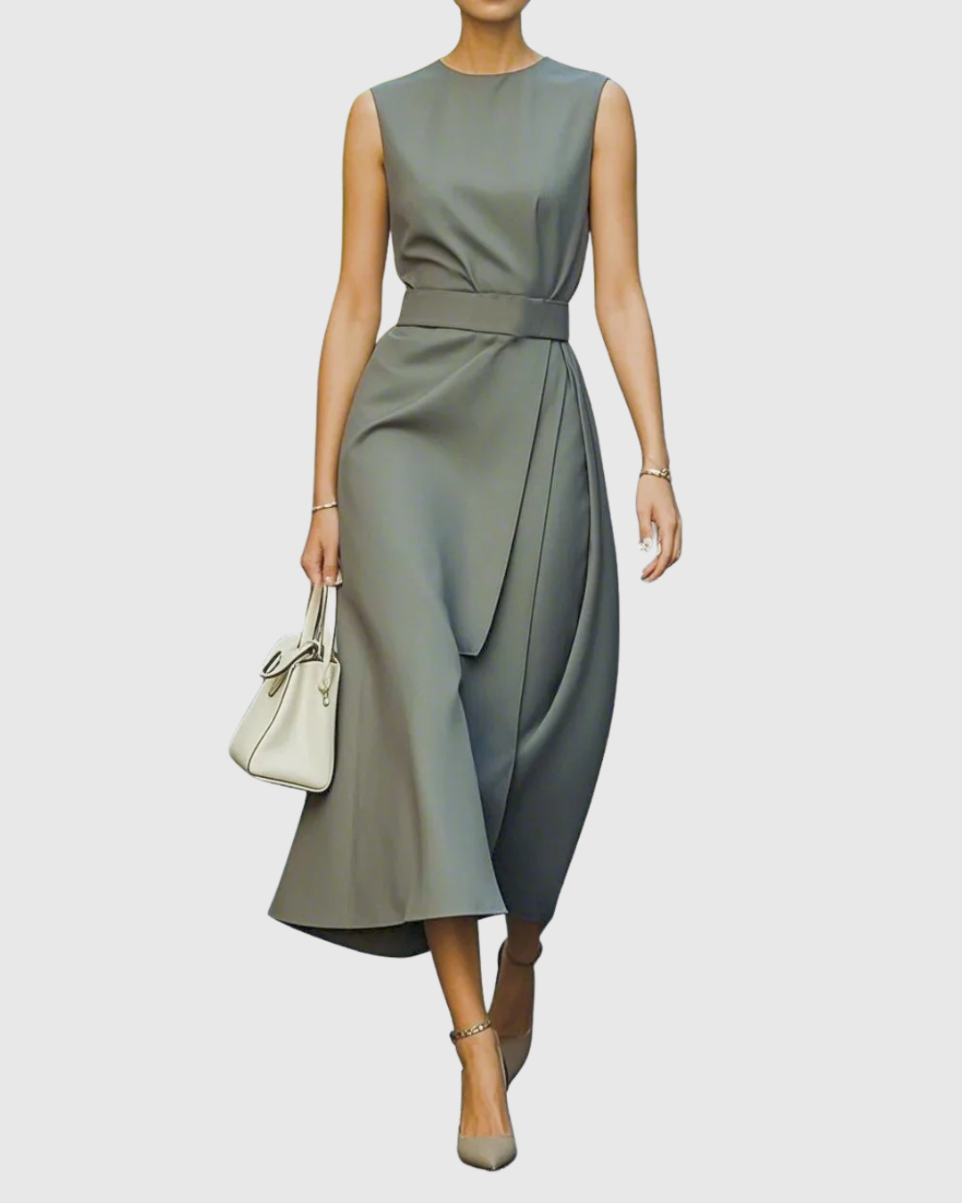 Allison – Ruched Wrap Cocktail Midi Dress