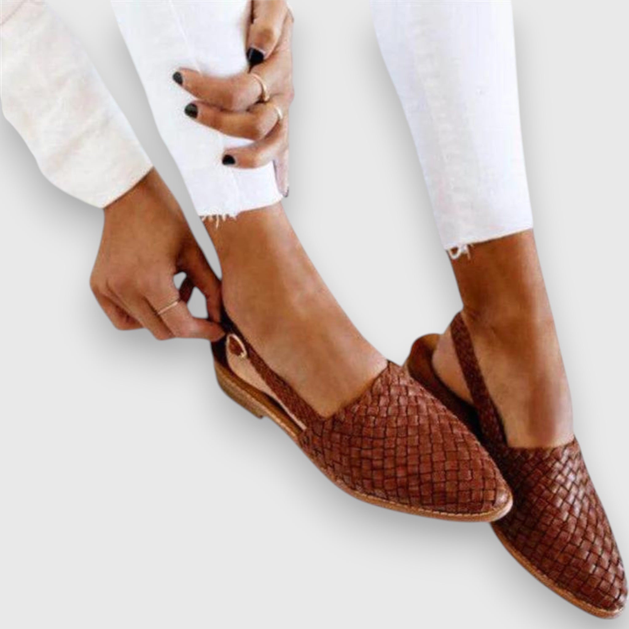 Amara – Woven Closed Toe Slingback Flats