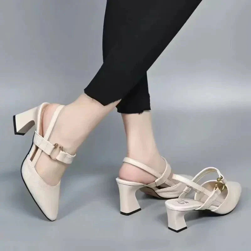 Lola – Pointed Toe Slingback Block Heel Pumps