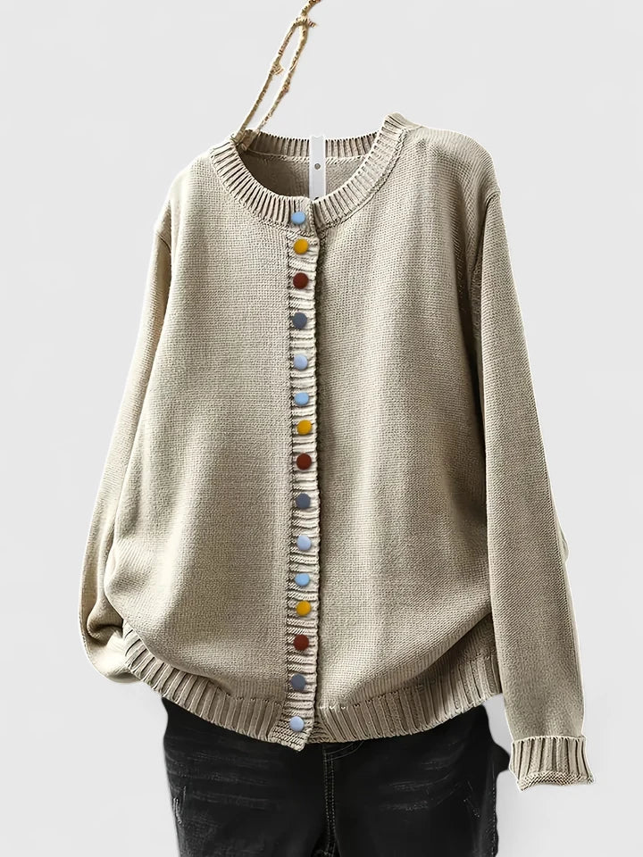 Noelle – Ribbed Knit Button Up Cardigan
