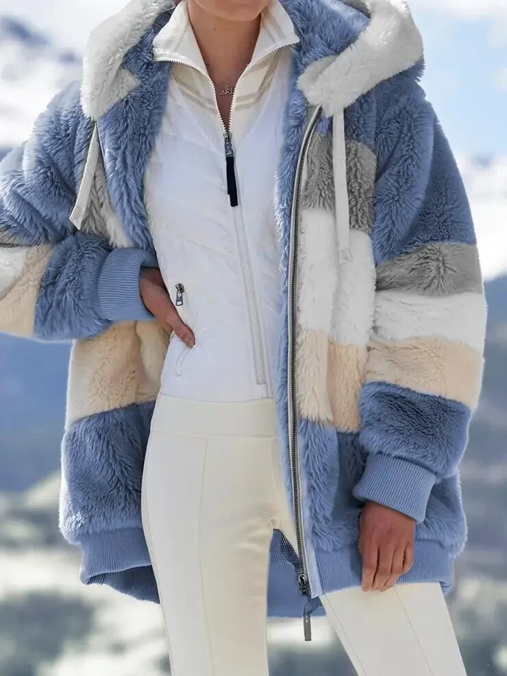 Nadia – Plaid Sherpa Fleece Jacket