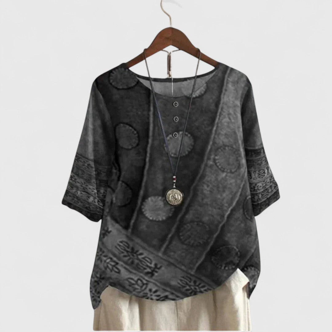 Delilah – Abstract Print Boho Top