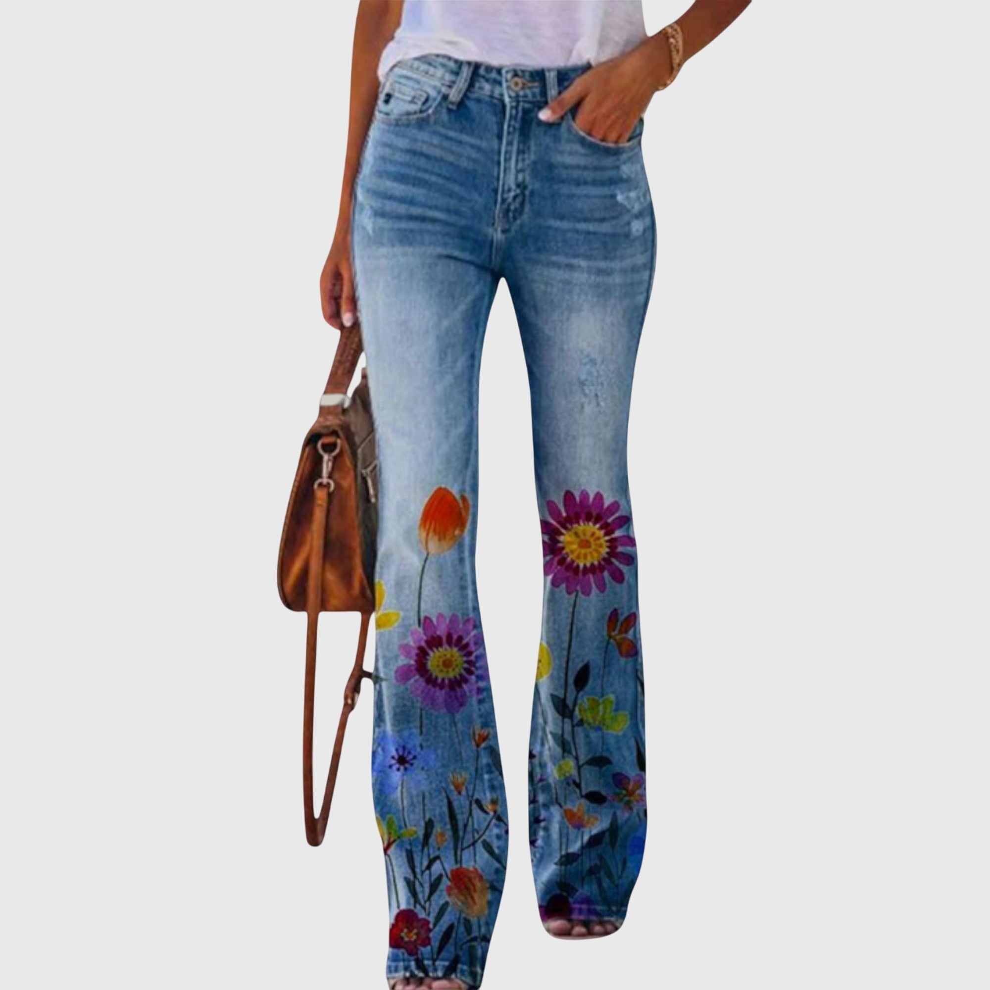 Juliette – Floral Print Flare Jeans