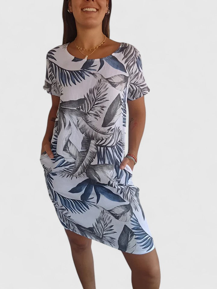 Frances – Abstract Print Shift Summer Dress