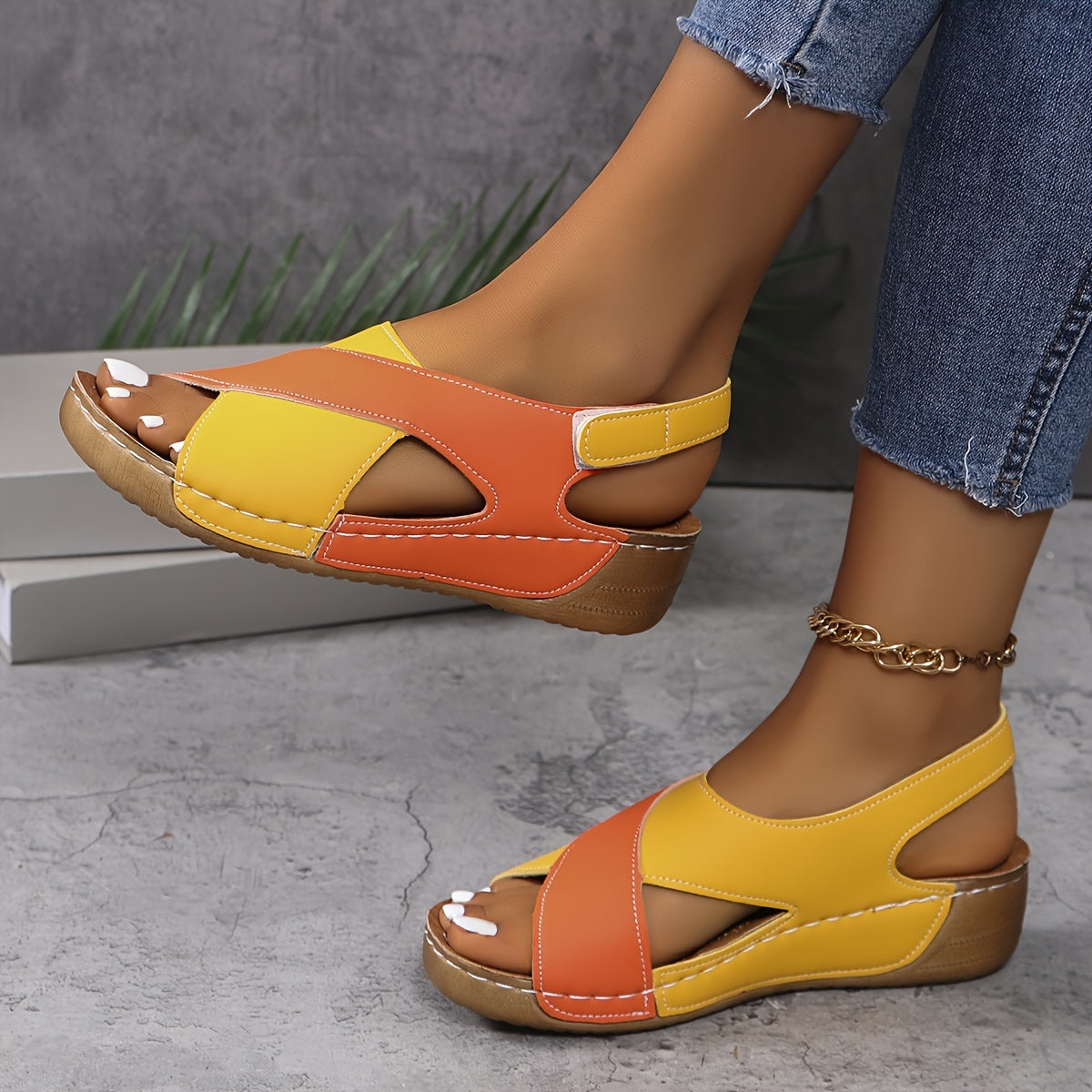Quinn – Crisscross Ankle Strap Low Wedge Sandals