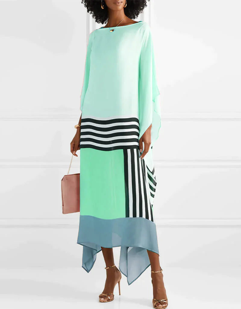 Hazel – Geometric Print Batwing Sleeve Kaftan Maxi Dress