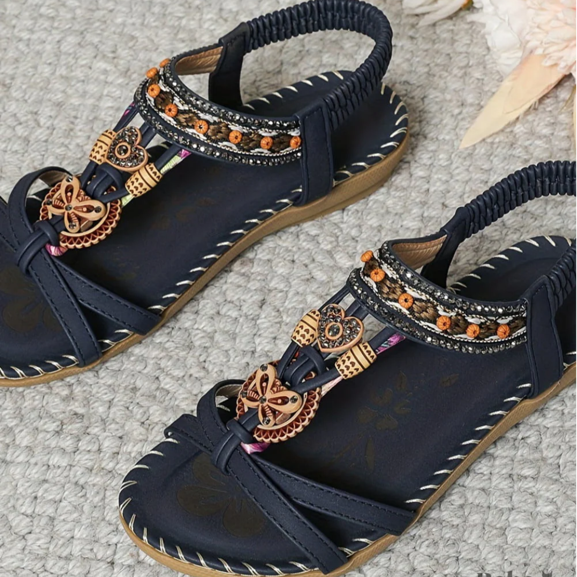 Elise – Beaded Boho Thong Flat Sandals
