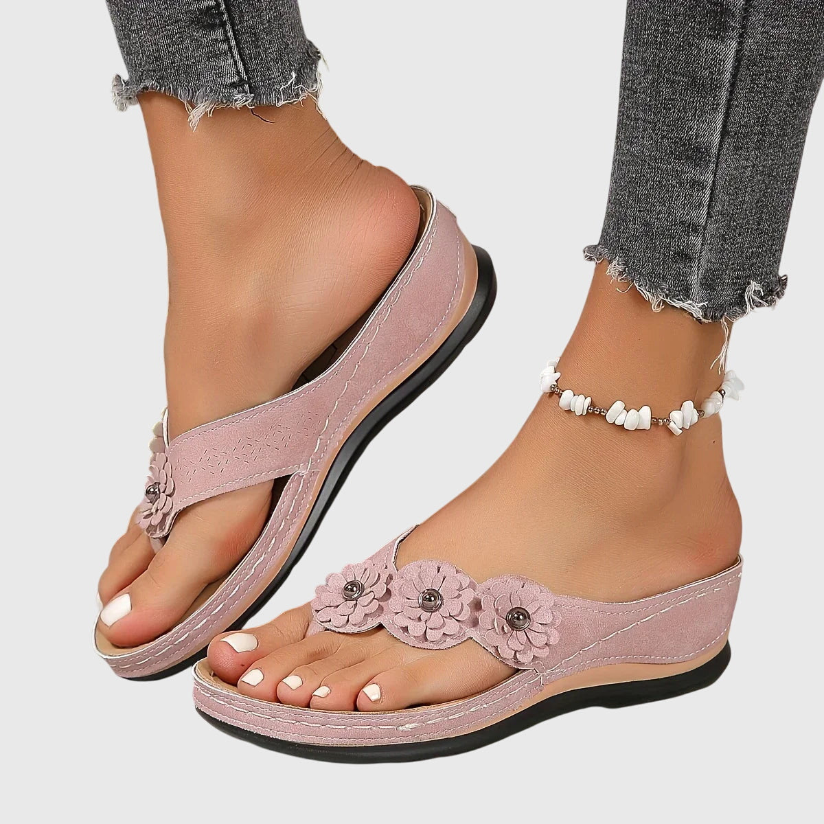 Mary – Woven Wedge Thong Sandals