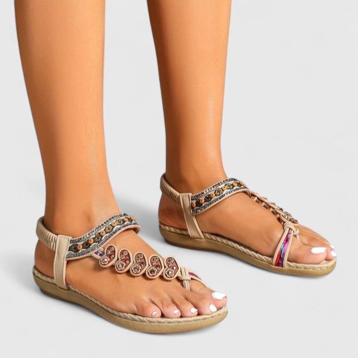 Maggie – Rhinestone Boho Thong Flat Sandals