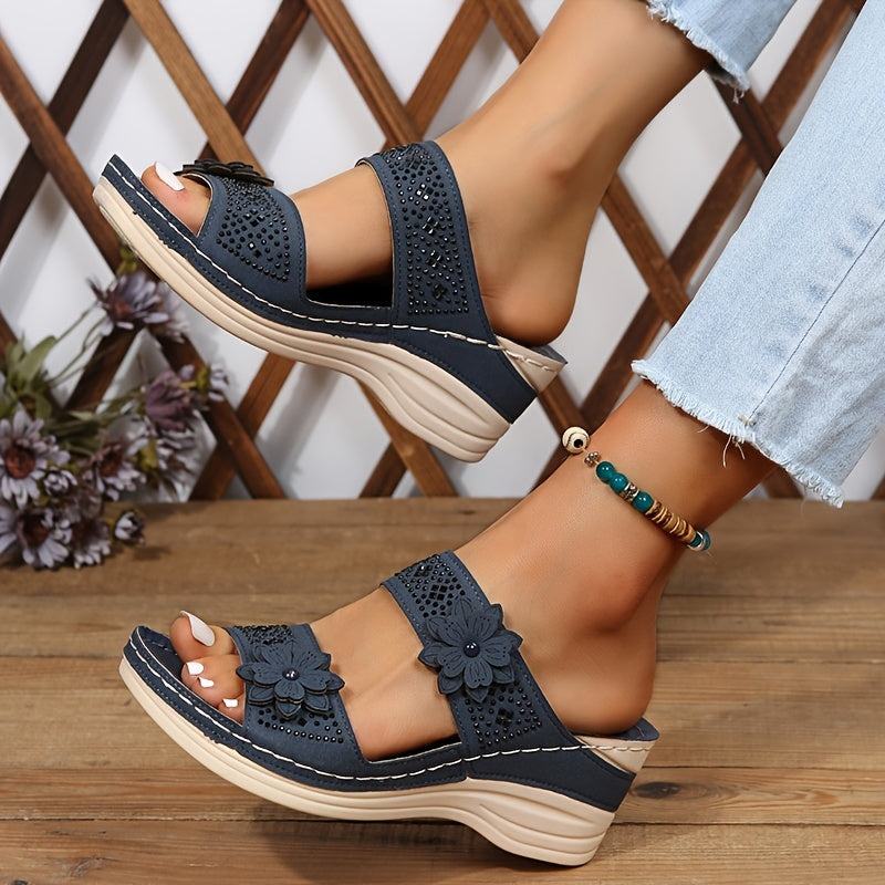 Ruby – Woven Wedge Slide Sandals