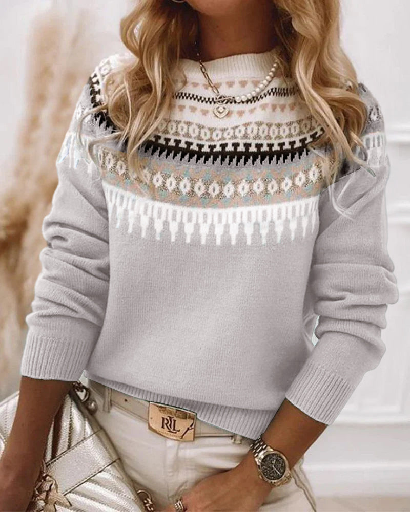 Eliana – Fair Isle Crew Neck Knit Sweater