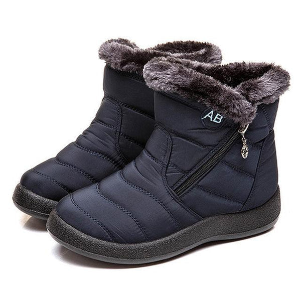 Victoria – Quilted Faux Fur Trim Ankle Snow Boots