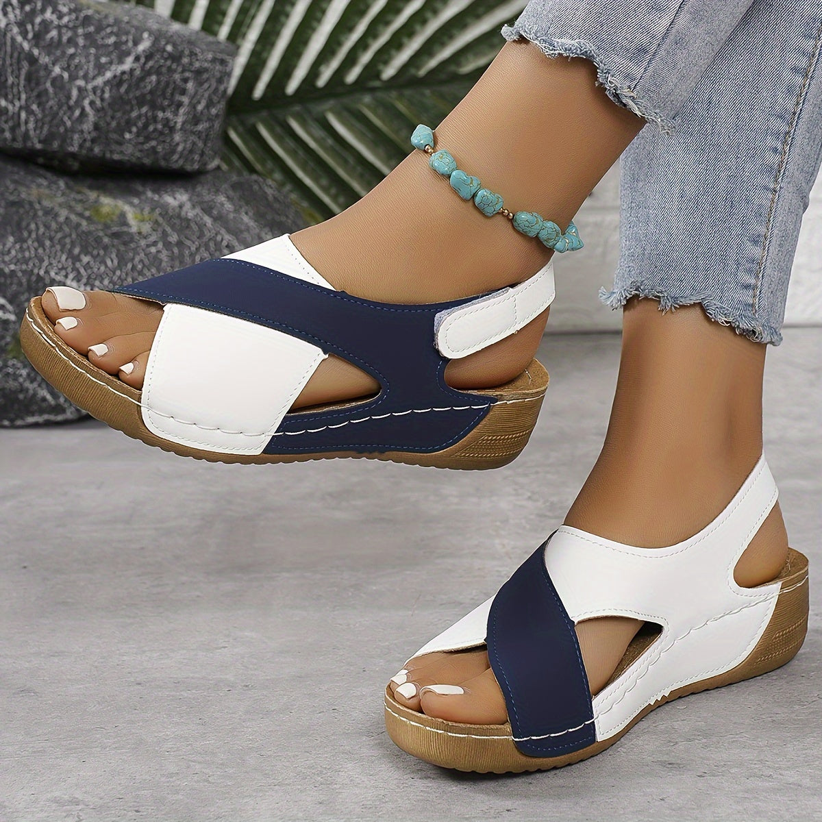 Quinn – Crisscross Ankle Strap Low Wedge Sandals
