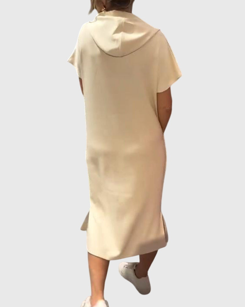 Anouk – Short Sleeve Midi Hoodie Dress