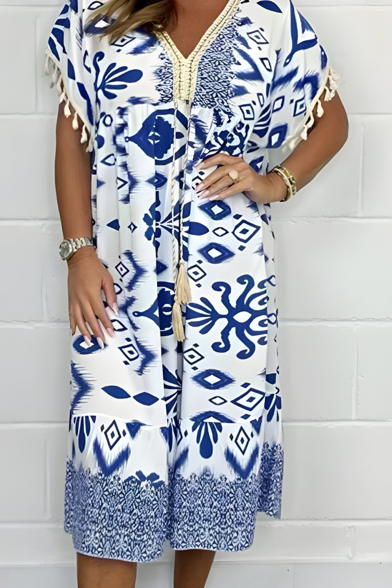 Sloane – Embroidered V Neck Vacation Maxi Dress