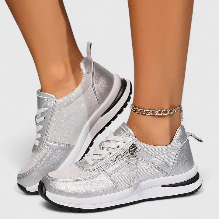 Athena – Metallic Lace Up Hidden Wedge Sneakers