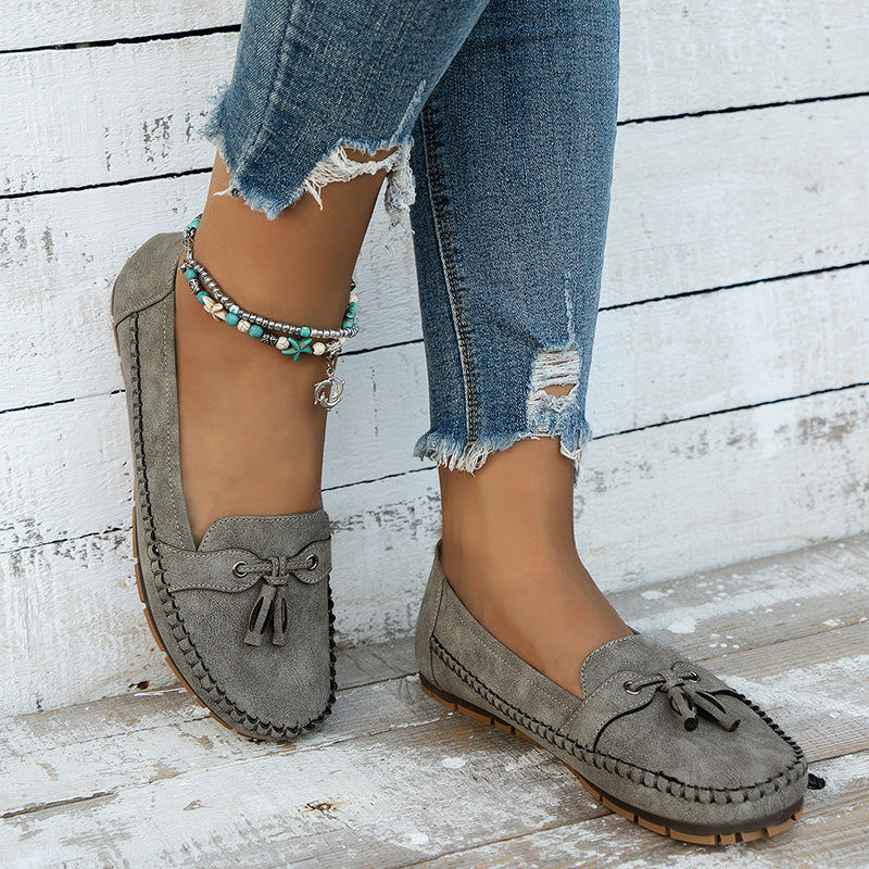 Josie – Suede Tassel Moc Toe Loafers