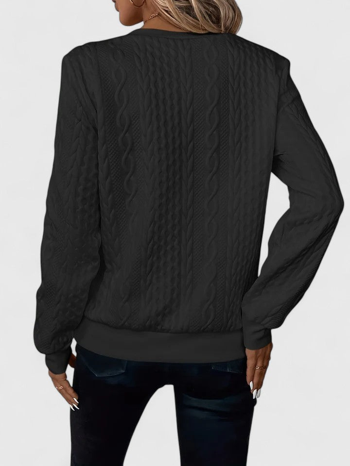 Anna – Cable Knit Half Zip Collared Sweater