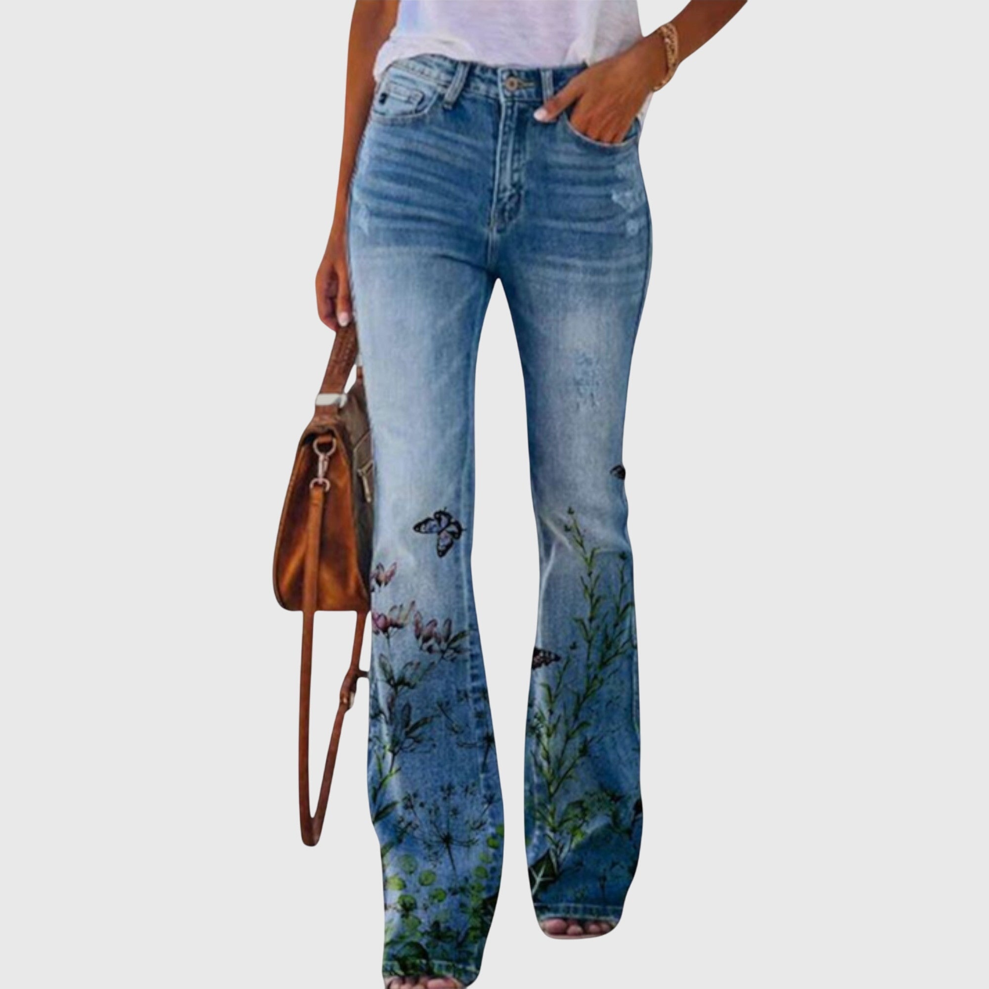 Juliette – Floral Print Flare Jeans