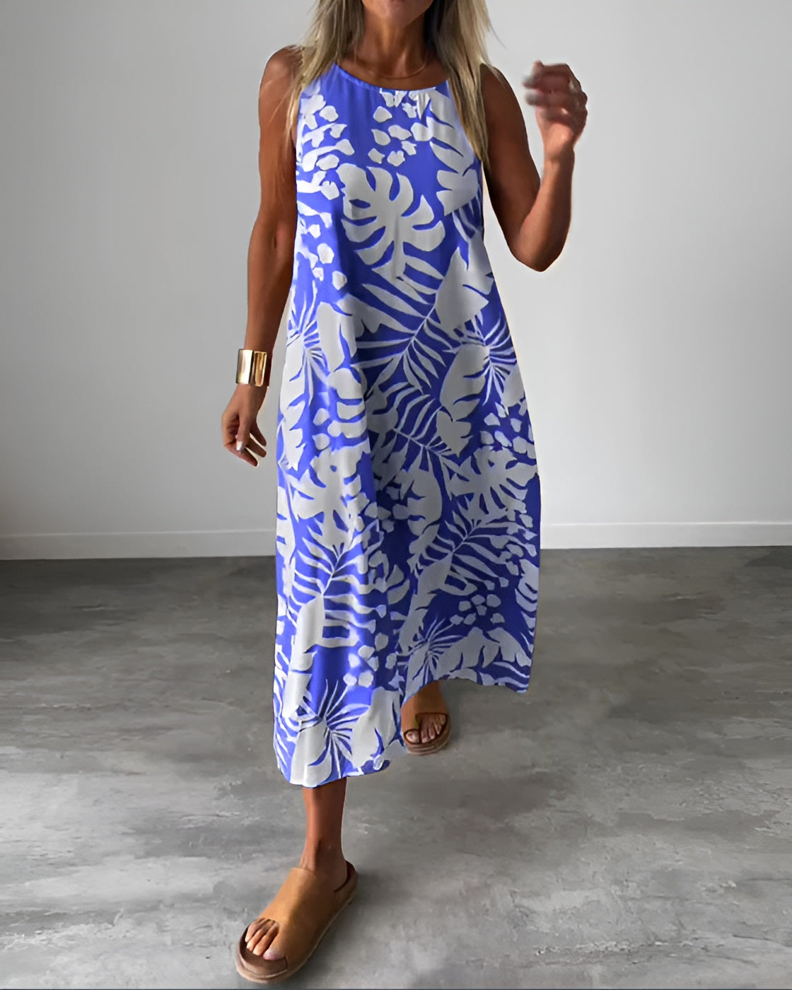 Alice – Tropical Print A-Line Summer Maxi Dress