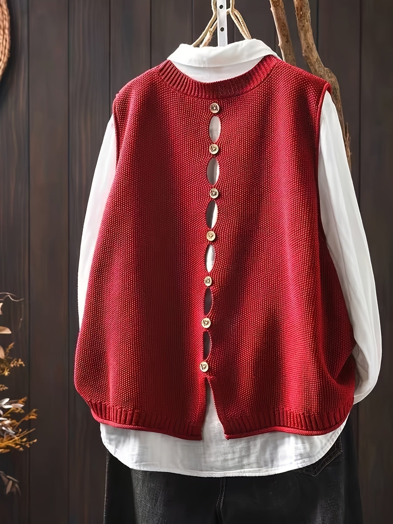Maya – Button Up Knit Sweater Vest