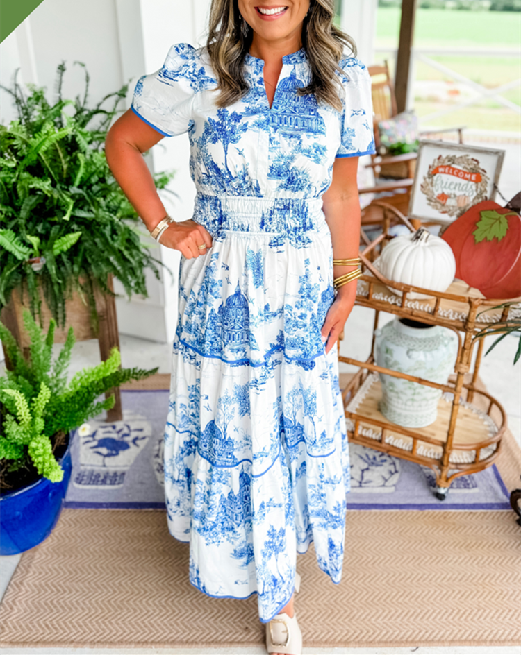 Thea – Floral Print Short Sleeve Shirt Dress