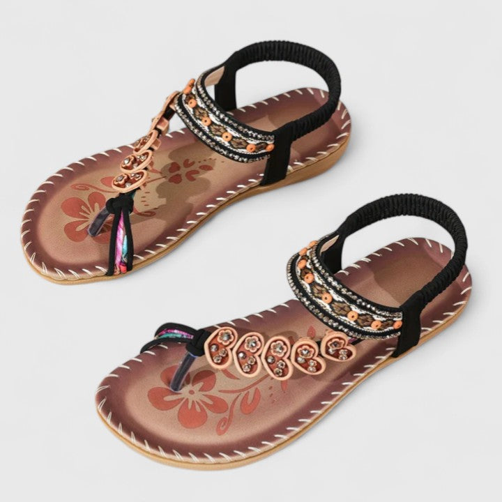 Maggie – Rhinestone Boho Thong Flat Sandals