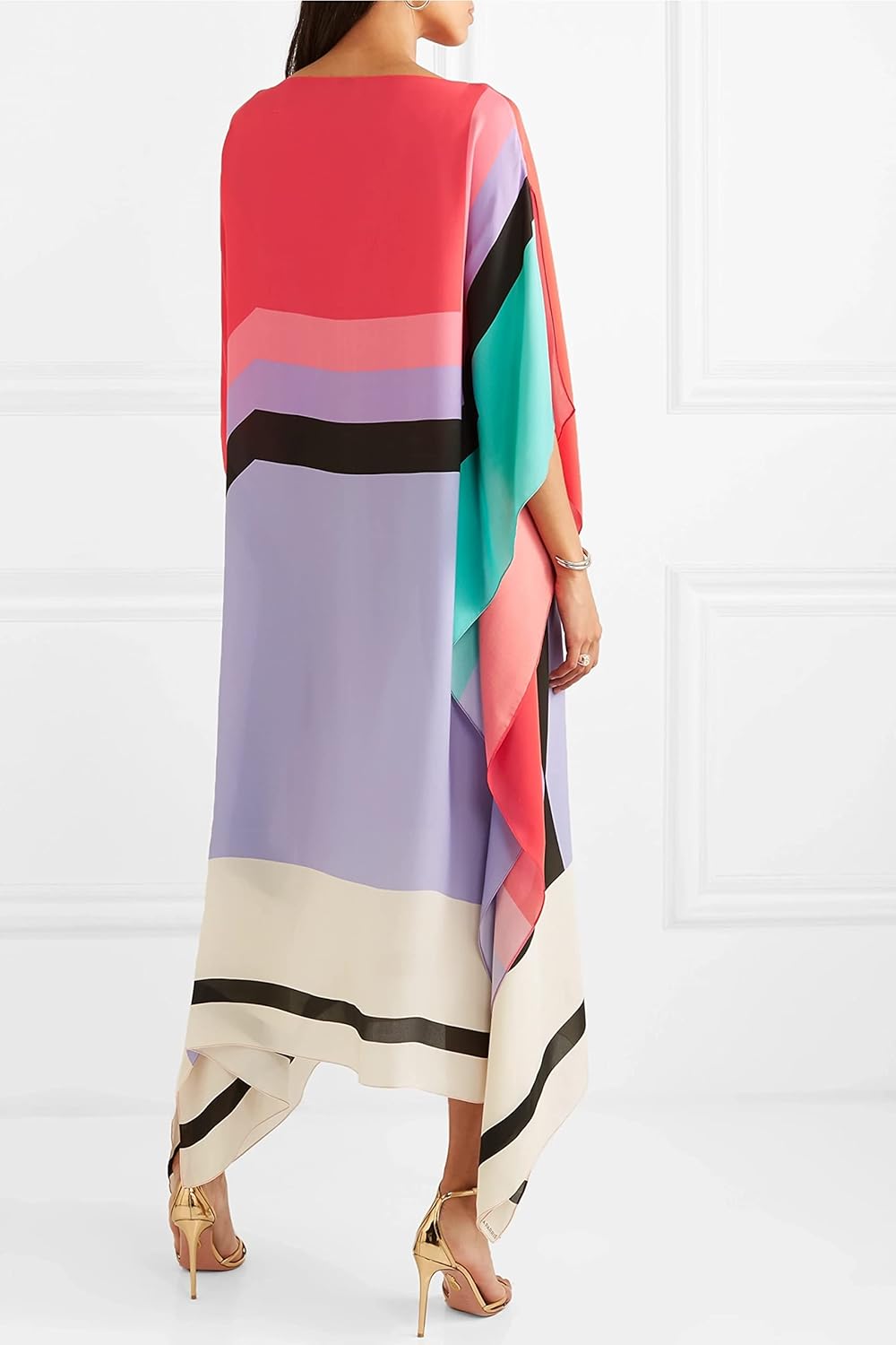 Hazel – Geometric Print Batwing Sleeve Kaftan Maxi Dress