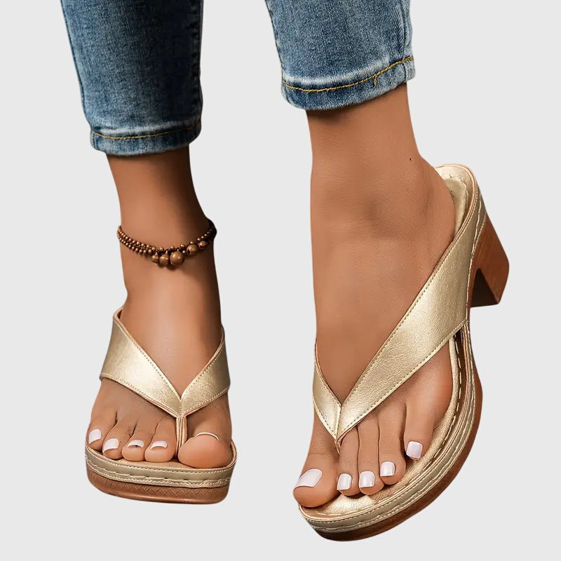 Faith – Metallic Thong Ankle Strap Sandals