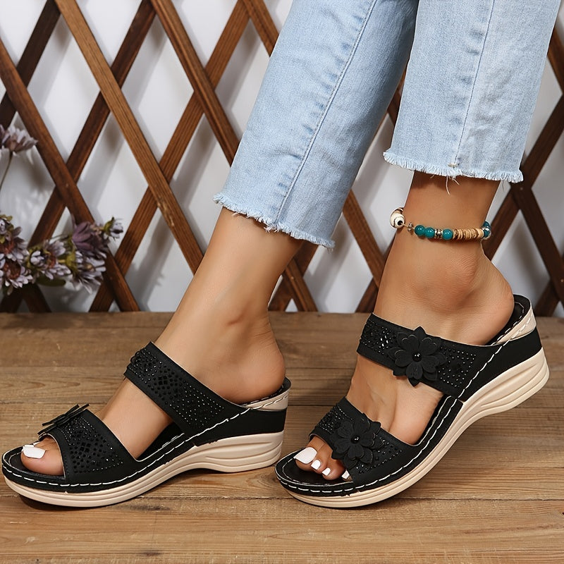 Ruby – Woven Wedge Slide Sandals