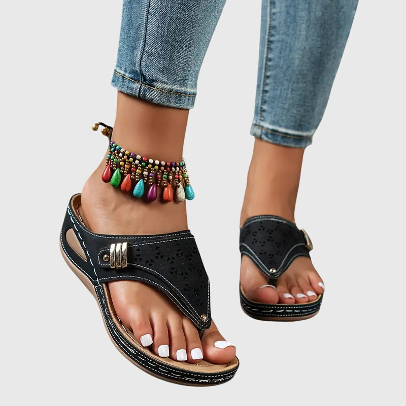Brooke – Suede Wedge Slide Sandals