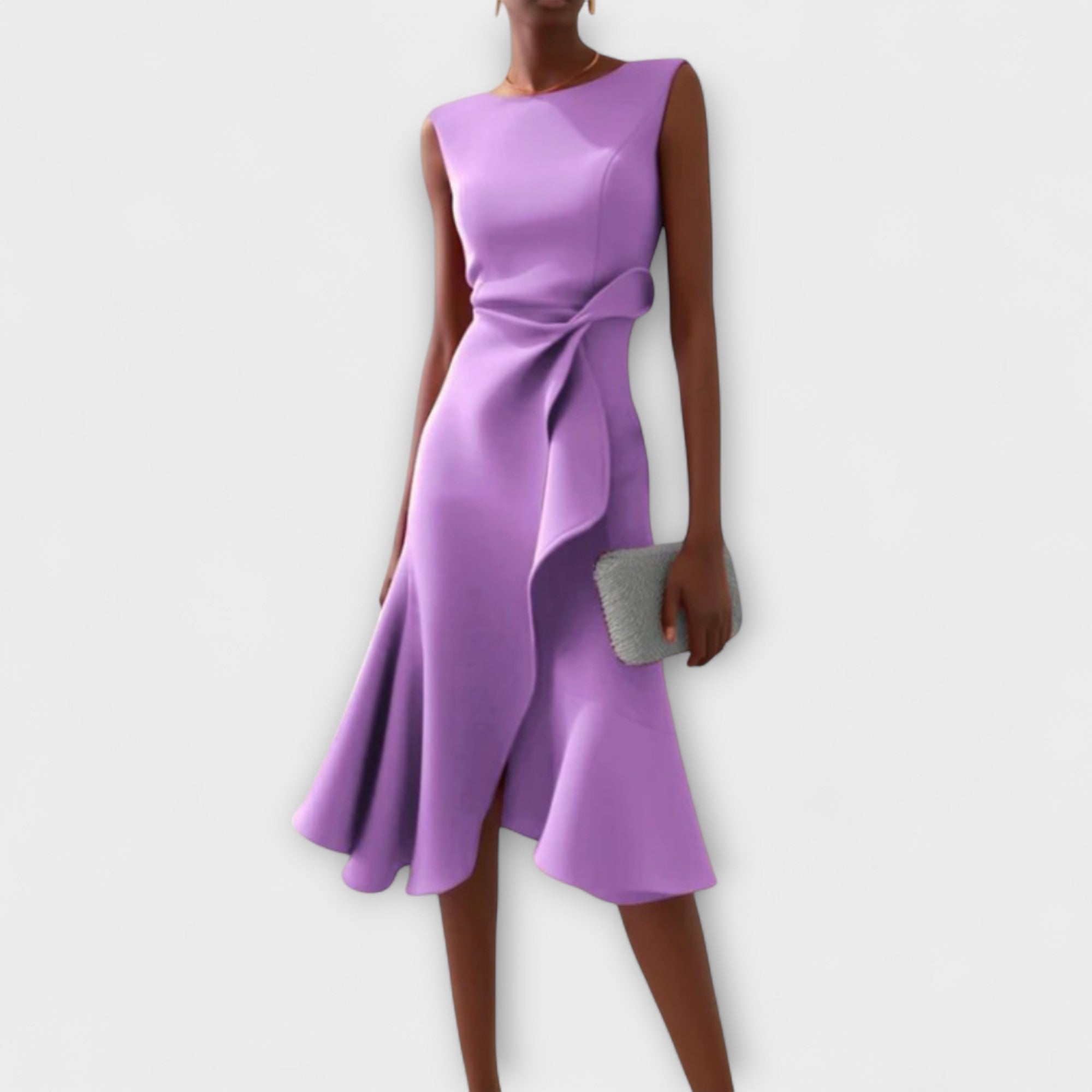Genesis – Satin Draped Asymmetric Hem Cocktail Dress