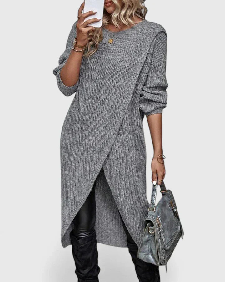 Kennedy – Asymmetric Wrap Knit Sweater Dress