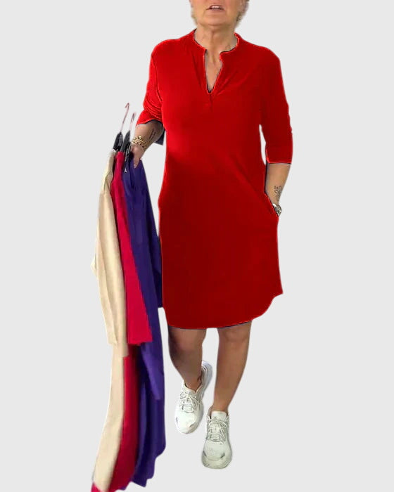 Aaliyah – Collared V Neck Shift Dress