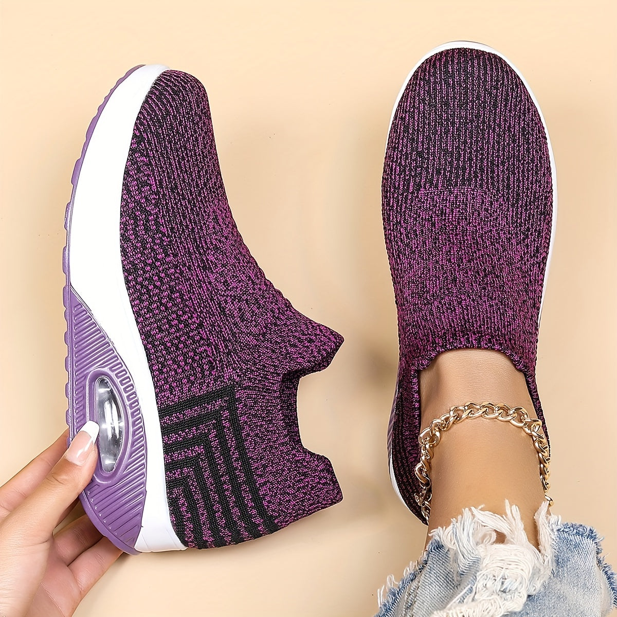 Nadia – Knit Sock Slip On Sneakers